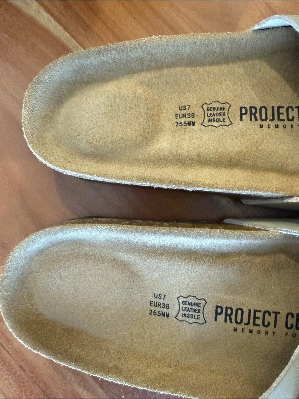 PROJECT CLOUD Buckle Slide Sandals in Taupe